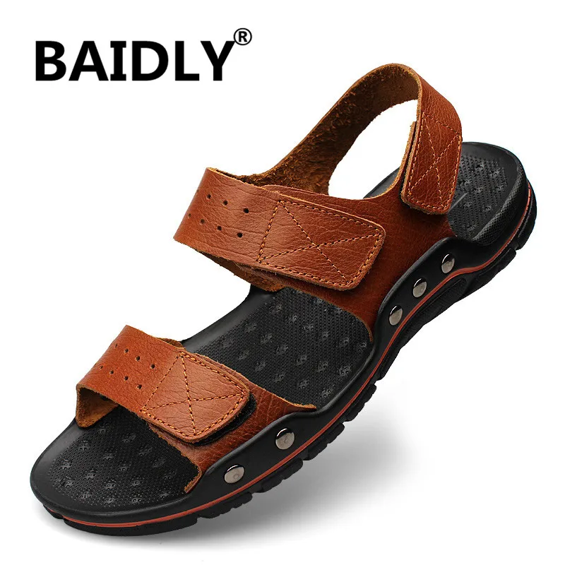 Сандалии мужские из натуральной кожи пляжные босоножки летняя обувь большие