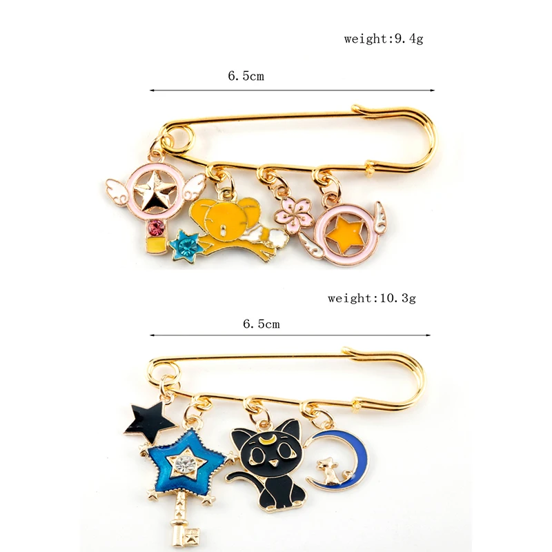

Japan Anime Sailor Moon Luna Cat Star Magic Wand Animal Enamel Metal Brooches Bag Clothes badge Lapel Pin kids Children Girls