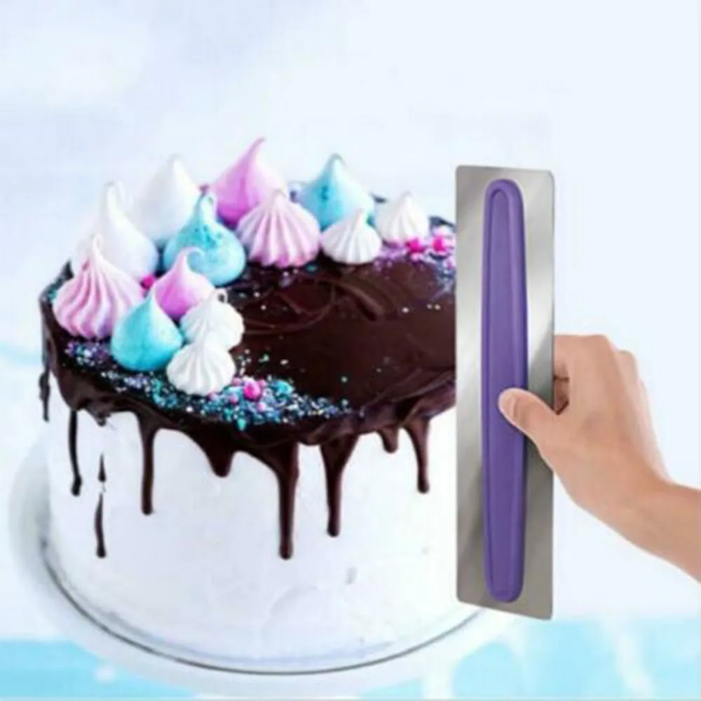 Скребок для крема из нержавеющей стали с пластиковой ручкой гладкая форма