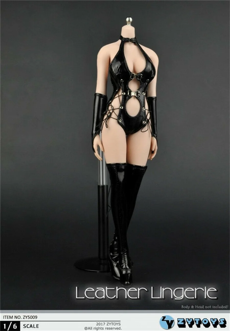 ZYTOYS ZY5009 масштаб 1:6 женское кожаное нижнее белье сексуальный черный комплект