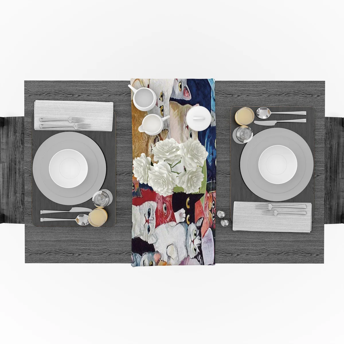 Группа кошек настольные бегуны Рождественский стол украшения для дома вечерние