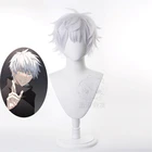 Парик для косплея годзё Сатору, с короткими серебристыми белыми волосами из аниме фусигуро Мегуми, синтетические волосы для косплея, 30 см