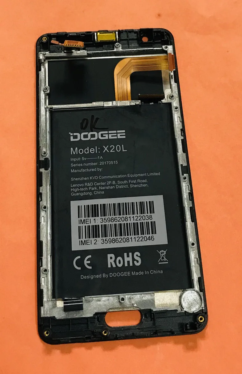 Оригинальный ЖК-дисплей + сенсорный экран с дигитайзером рамка для DOOGEE X20L MTK6737