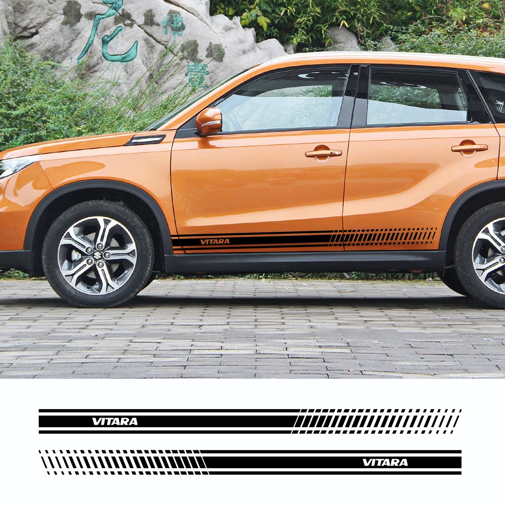 2 шт. для Suzuki Vitara автомобильные длинные боковые наклейки на юбку DIY виниловая пленка авто Спорт Стайлинг наклейки автомобильный тюнинг автомобильные аксессуары