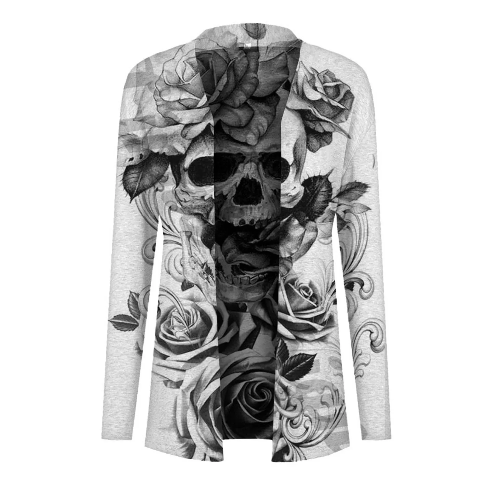 Кардиган женский с принтом черепа на осень и зиму |