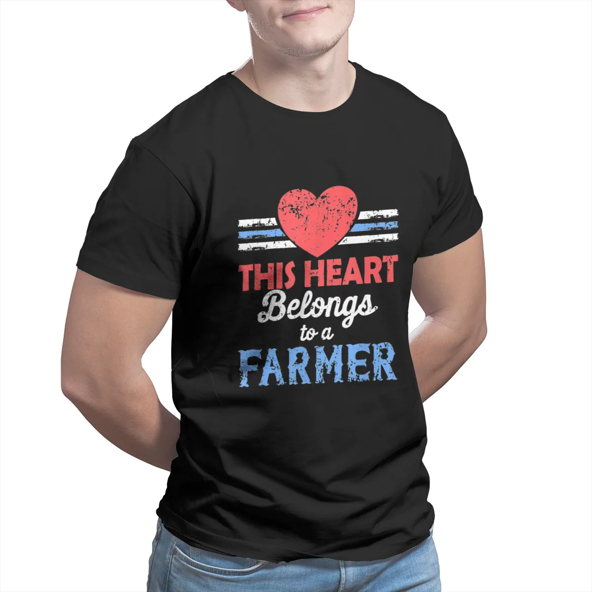

Farmers Wife Shirt This Heart Belongs To A Farmer Custom Fashion Black Punk Short Sleeve Tees 10815