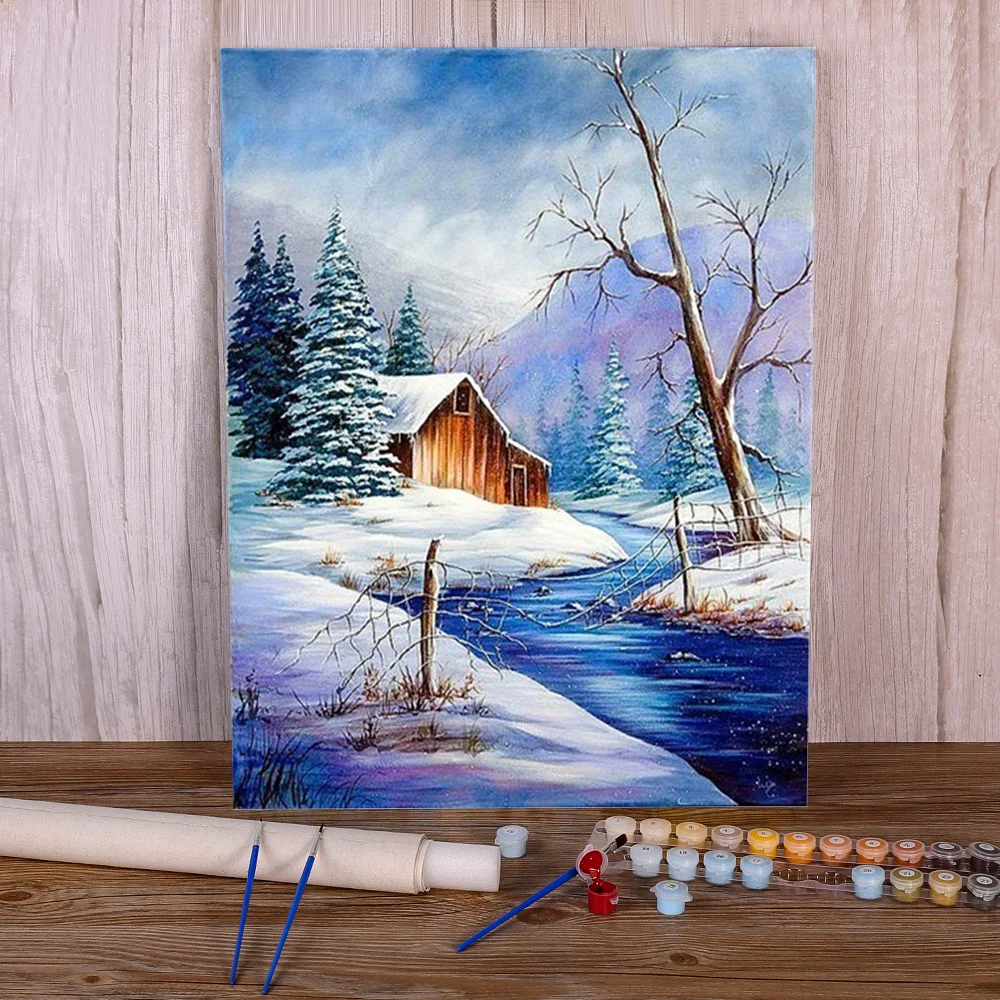 Scenery Landscape Paint By Numbers Kit Oil Paints 50*70 Canvas Pictures New Design For Adults Wall Art Drawing Wholesale | Дом и сад