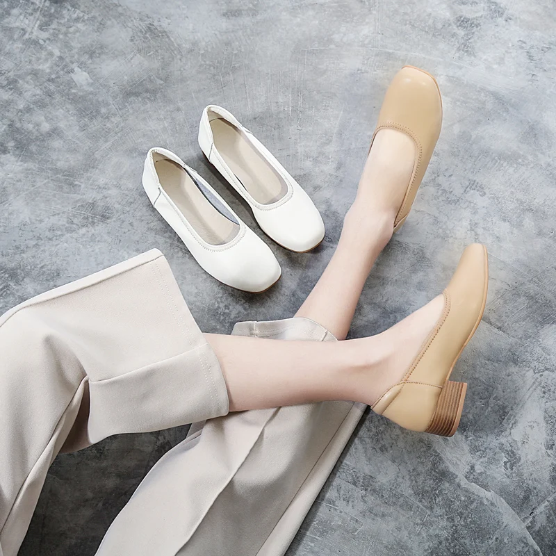 

Tilocow Platform Genuine Leather Women's Pumps For Women Summer Slip-On Round Toe Casual Shoes Woman Low Heeled Shallow Footwear