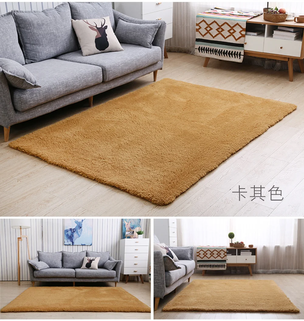 

High Quality Cashmere Pure Color Carpet Bedside Blanket Pad High Density Thicken Rugs Doormat Parlor Foyer Bedroom Floor Mat A