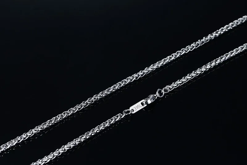 Мужская нержавеющая сталь 6 мм 2" круглая пшеничная цепочка на шею для мужчин ювелирные изделия K18 316L подписанный