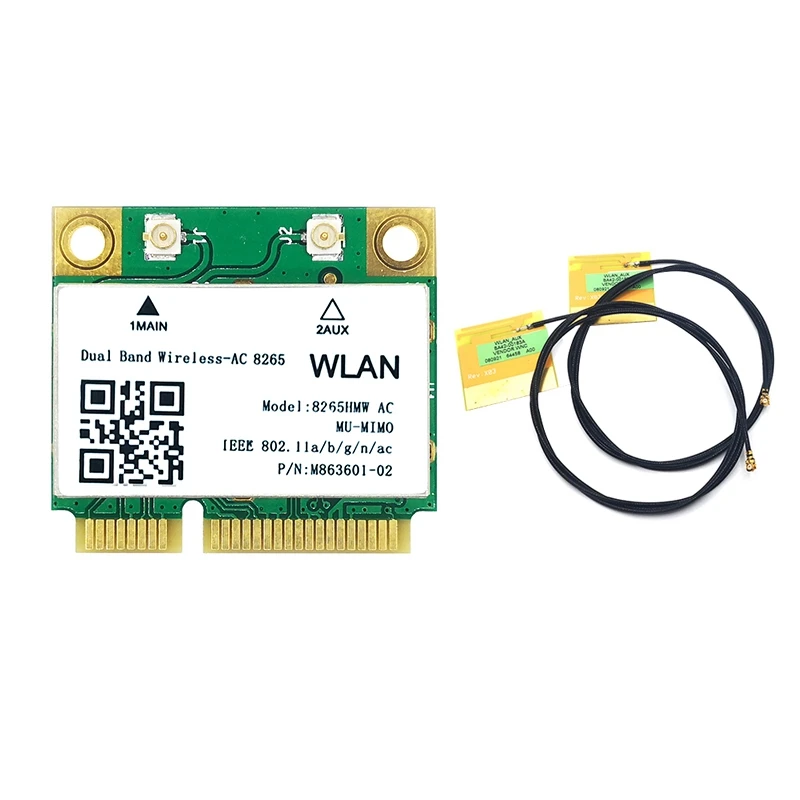 

WiFi Card 1200M 2.4/5G Mini PCIE Support MU-MiMO Bluetooth 4.2 with Antenna for Win7 Win 8 Win 10 Linux