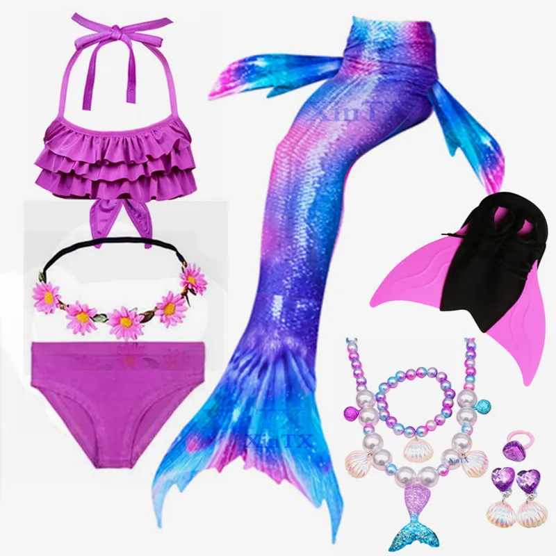 Детский купальный костюм с хвостом Русалочки для девочек косплей пляжное платье