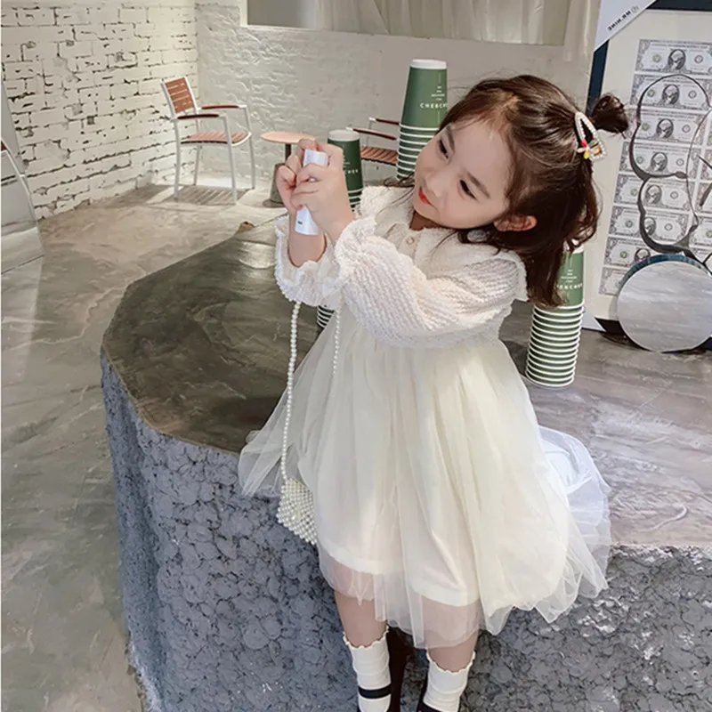

DFXD Toddler Girls Yarn Party Dresses 2020 Spring Fashion Clothing Full Sleeve Princess Dress Kids Vestido 2-7T Children Dress