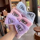 2021 модные OMG с буквенным принтом коралловый флис мыть уход за кожей лица ободок с бантиком для женщин, девочек и Повязка На Голову резинка для волос, тюрбан женские аксессуары для волос