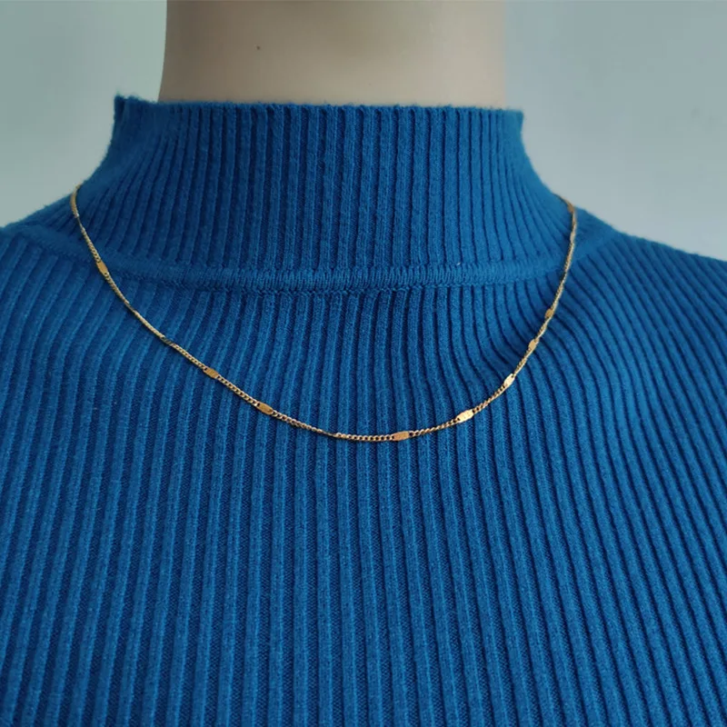

Gold Stainless Steel Sweater Chain Necklace Simple Design All-match Choker Necklace For Women Top Quality Jewelry Gift
