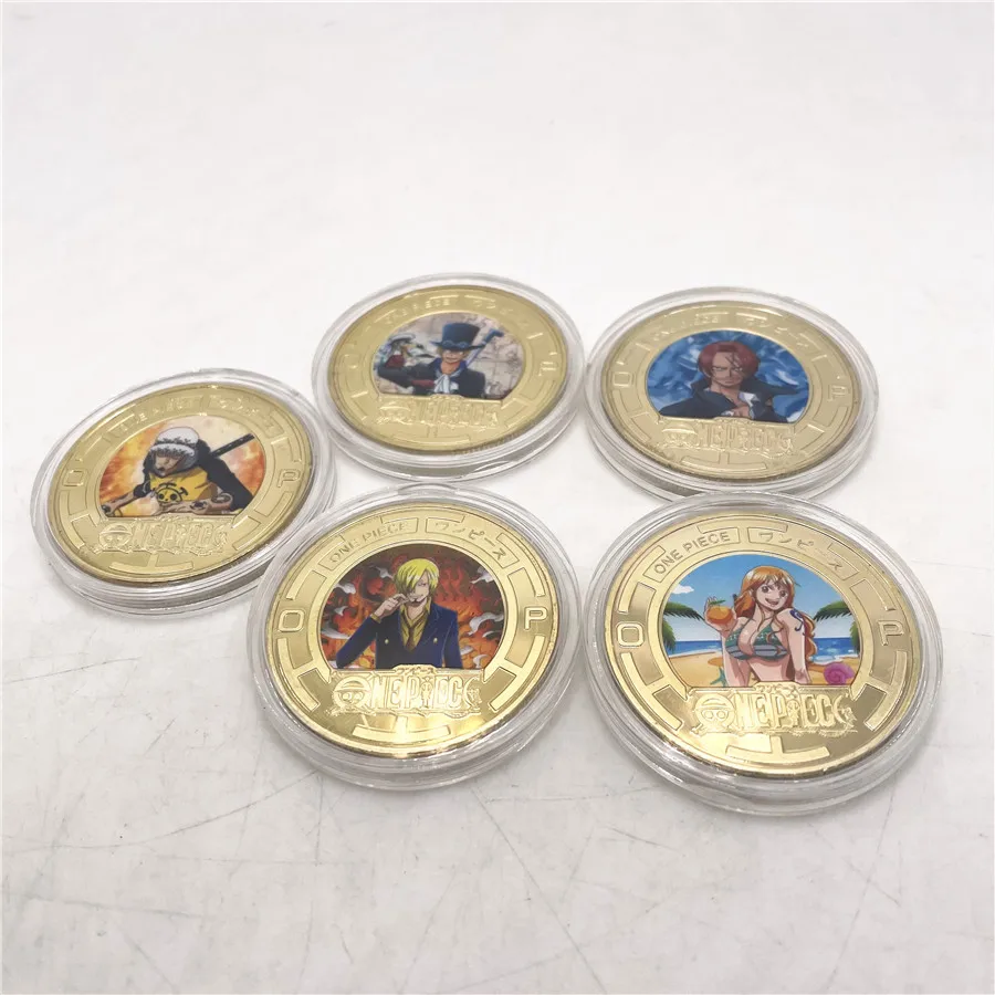5 шт./компл. японское аниме цельная монета обезьяна Luffy Grandline позолоченная для