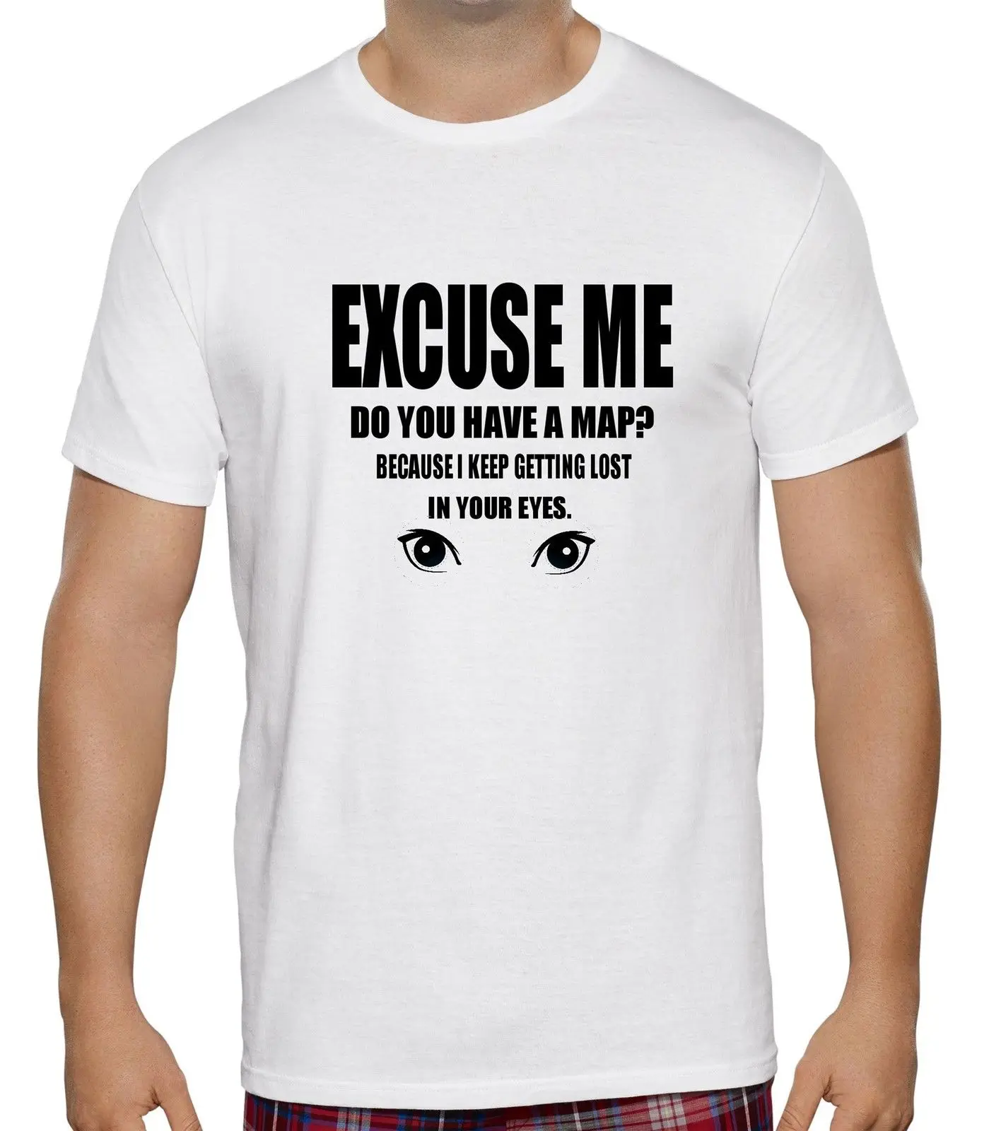 

MEN WOMEN EXCUSE ME MAP EYES CHAT LINE JOKE FUNNY T SHIRT SIZE S-3XL