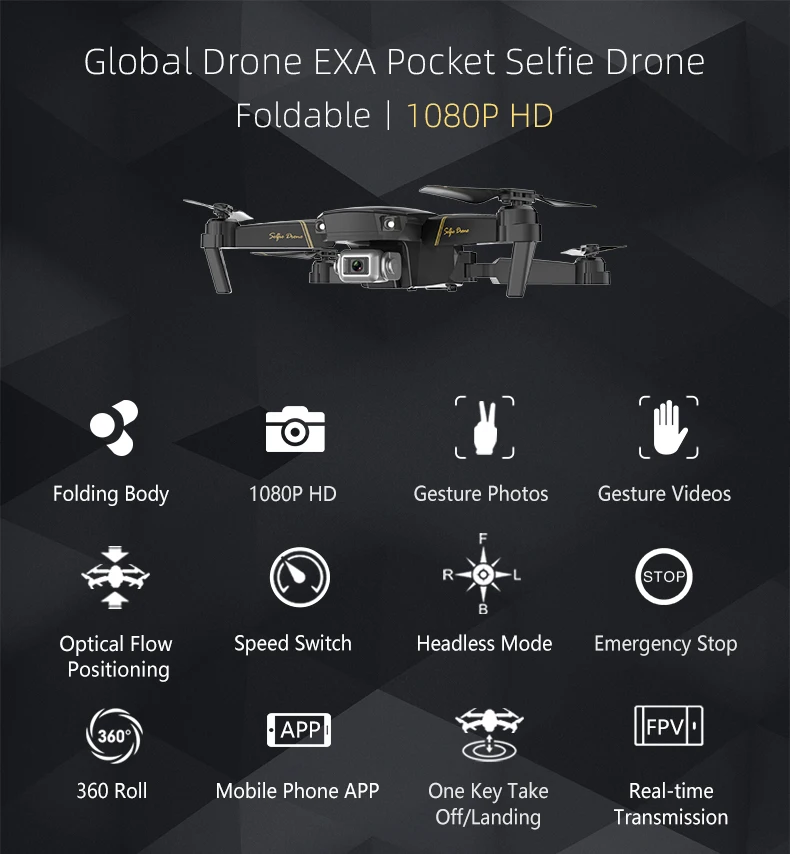 Глобальный Дрон EXA Дрон с HD камерой 1080P видео Дрон X Pro RC Вертолет FPV Квадрокоптер дроны VS Дрон E58 E520