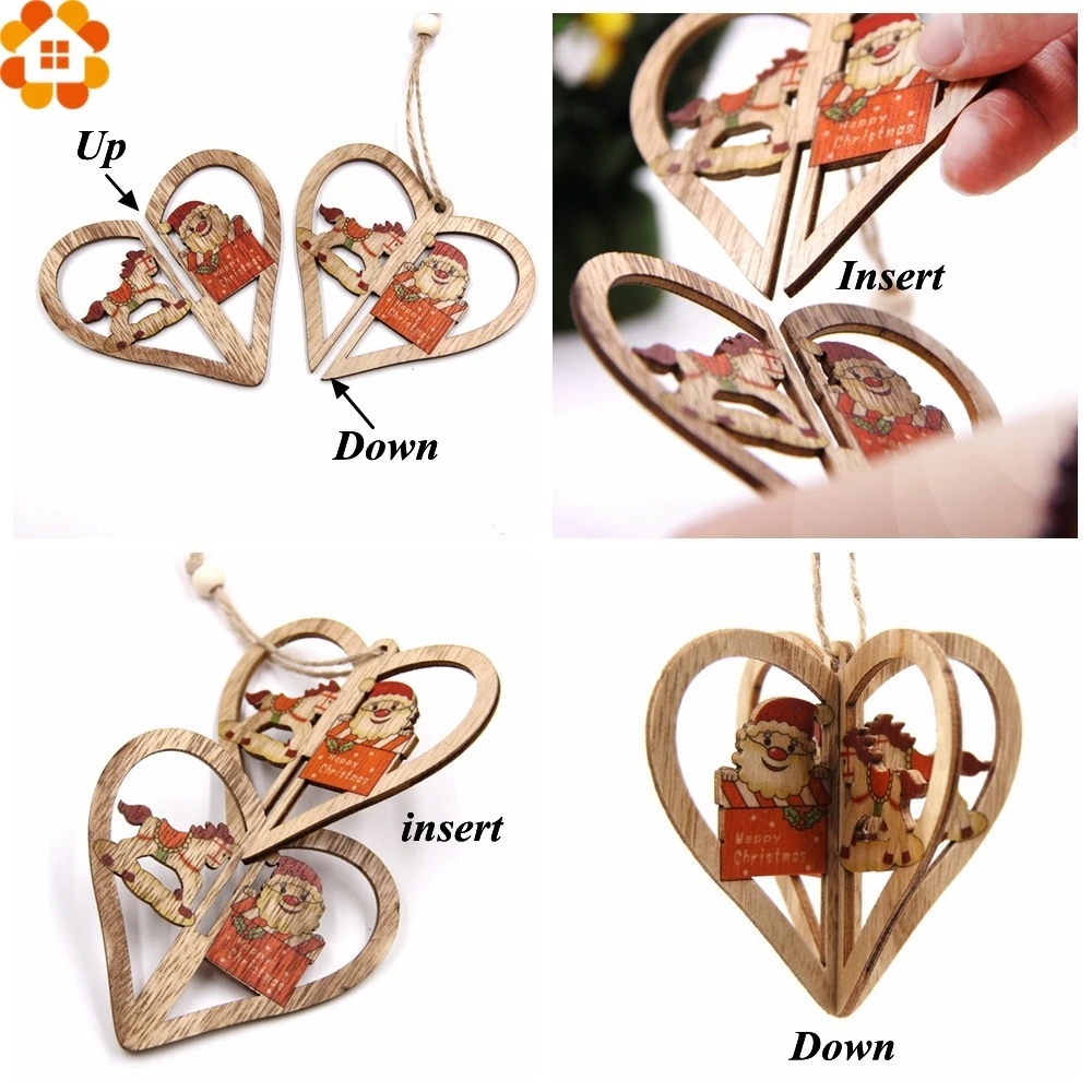 1 шт. 3D Рождественский деревянный кулон украшения для рождественской вечеринки