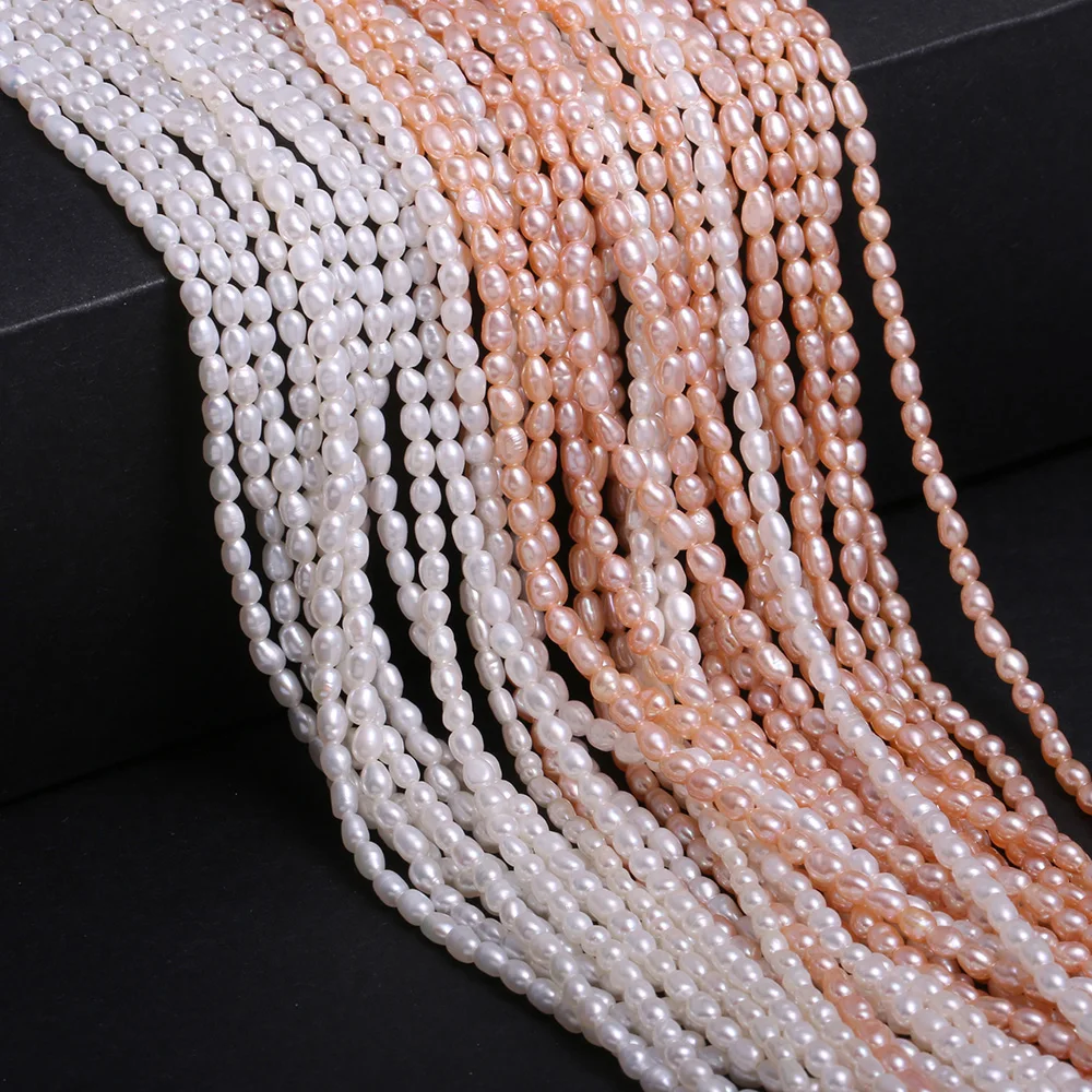 

Natural Pearl Rice Shape Loose Beads 2.5mm High Quality Pink White DIY Women Necklace Bracelet Jewelry