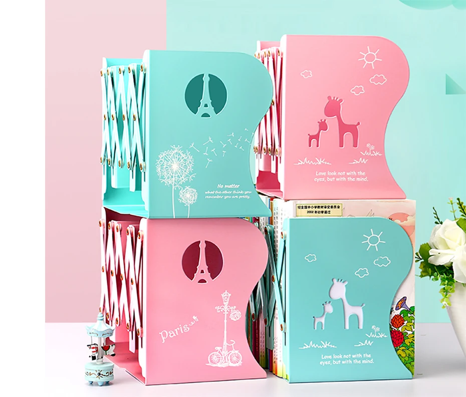 

Iron Tower Bookends School Stationery Organizer Stretchable Foldable Stand for Books Multifunction Bookrack Office Accessories