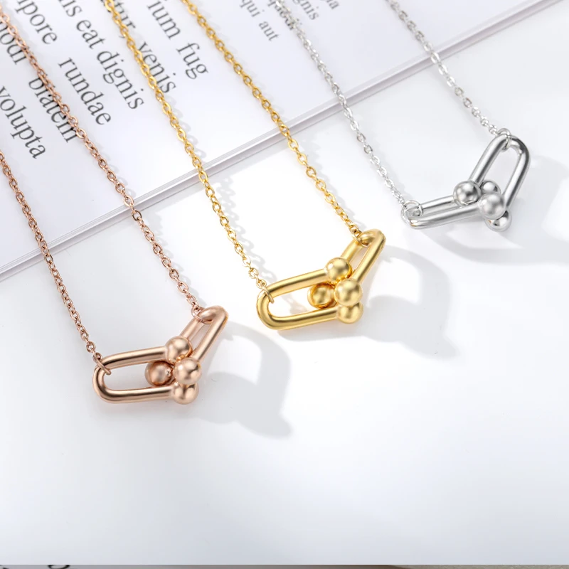 Ожерелье женское из нержавеющей стали золотого цвета с креативным дизайном -