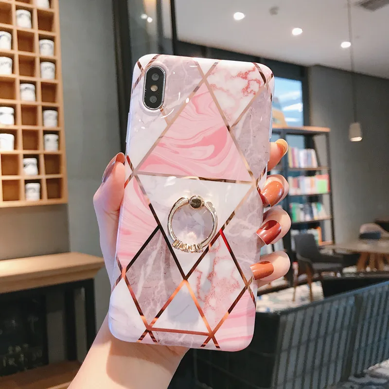 Чехол для телефона LACK для iPhone 11 11Pro Max XR X XS Max 6 6S 7 8Plus Роскошный Мраморный чехол с кольцом-подставкой
