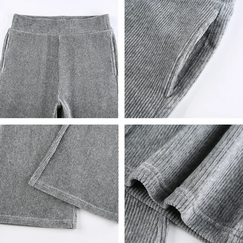 

Solid Y2k Female Corduroy Flare Pants Women Casual Fall Winter 2020 Harajuku Long Stretch High Waist Trousers Sweatpants Capri