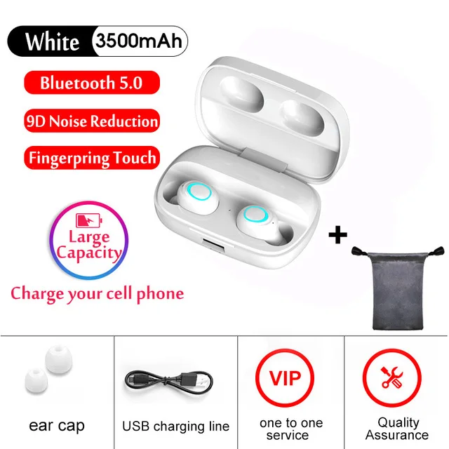 Twins white add bag Беспроводные наушники S11 с bluetooth 5,0, tws, беспроводные Игровые наушники, зарядный чехол, светодиодный дисплей, 9D, стерео гарнитура, беспроводное зарядное устройство - Цвет: Twins white add bag