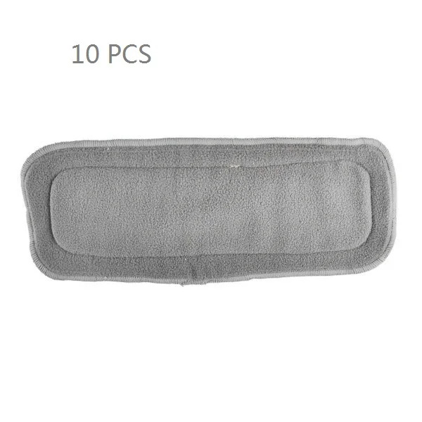 10pcs Новинка, 10 шт., 4 слоя, детские подгузники, бамбуковые вставки, ткань серого цвета, мягкие, многоразовые, моющиеся, удобные, детские подгузники, уход за ребенком - Цвет: 10pcs