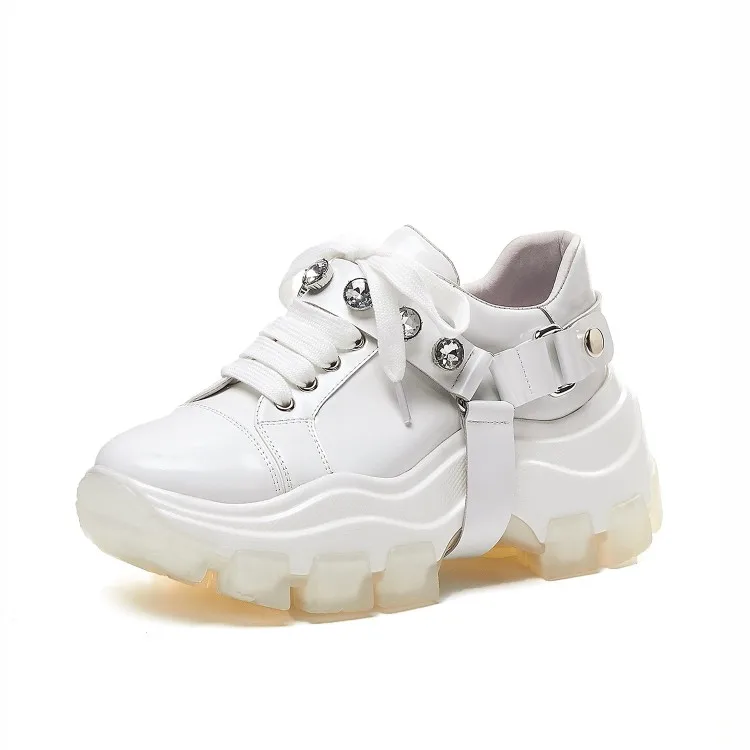 MLJUESE 2020 модные кроссовки из коровьей кожи черного цвета на ремешке с пряжкой