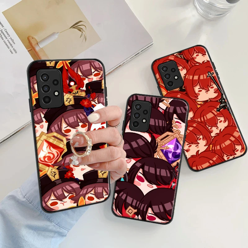 

Genshin Impact Game Popular Black Silicone Soft Phone Case For Samsung Galaxy A11 A21S A32 A41 A42 A51 A52 A71 A72 Coque Cover