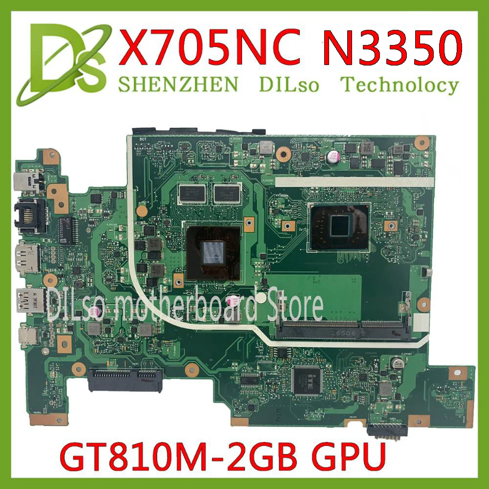 

KEFU X705NC Laptop Motherboard For ASUS Vivobook X705NC X705N Motherboard original Mainboard N3350 CPU GT810M-2GB GPU work 100%