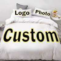 diy bedding set photo logo image custom size queen king duvet cover set pillowcase customized bedclothes bed linen drop ship