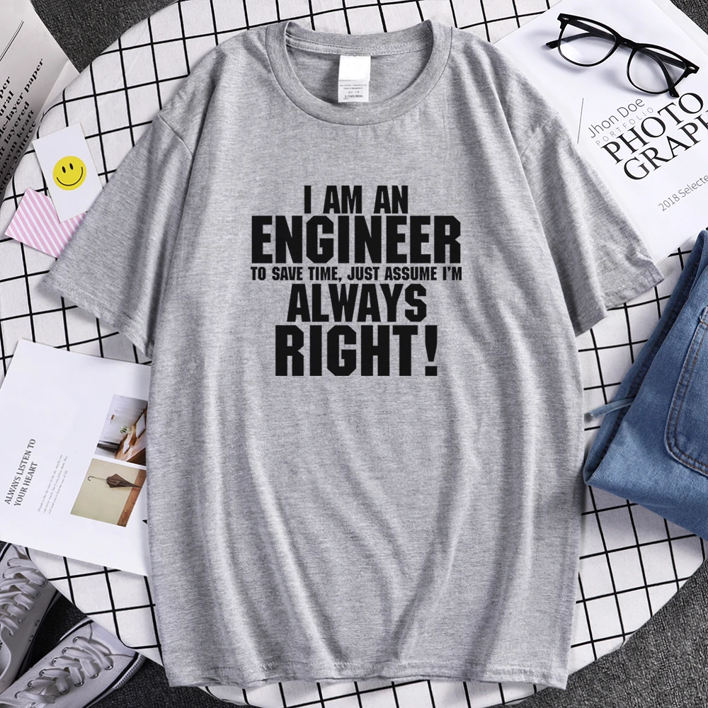 Мужская футболка с надписью I AM AN ENGINEER хлопковая коротким рукавом из Джерси
