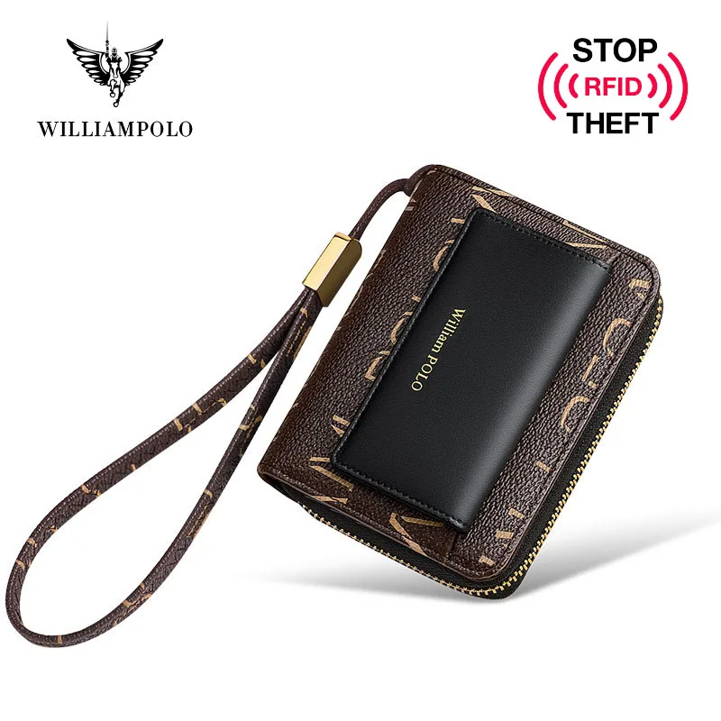 Женский кошелек RFID на молнии Cartera Mujer эстетичный красный модный