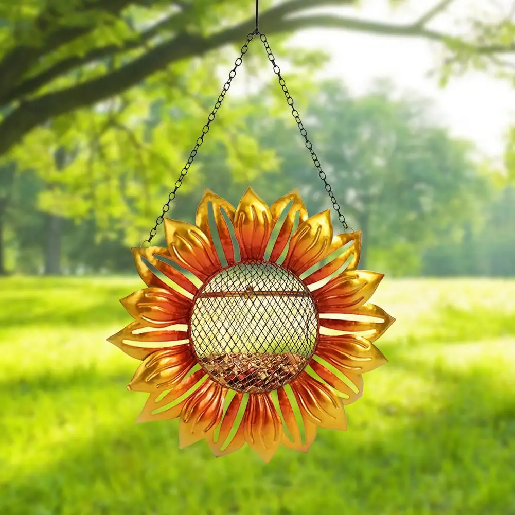 

Wrought Iron Metal Flower-shaped Bird Feeder Automatic Feeder Outdoor Garden Hanging Ornaments Durable Daily Home Decoration
