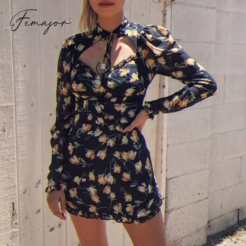 Femajor женское летнее зеленое короткое платье с высокой талией повседневное