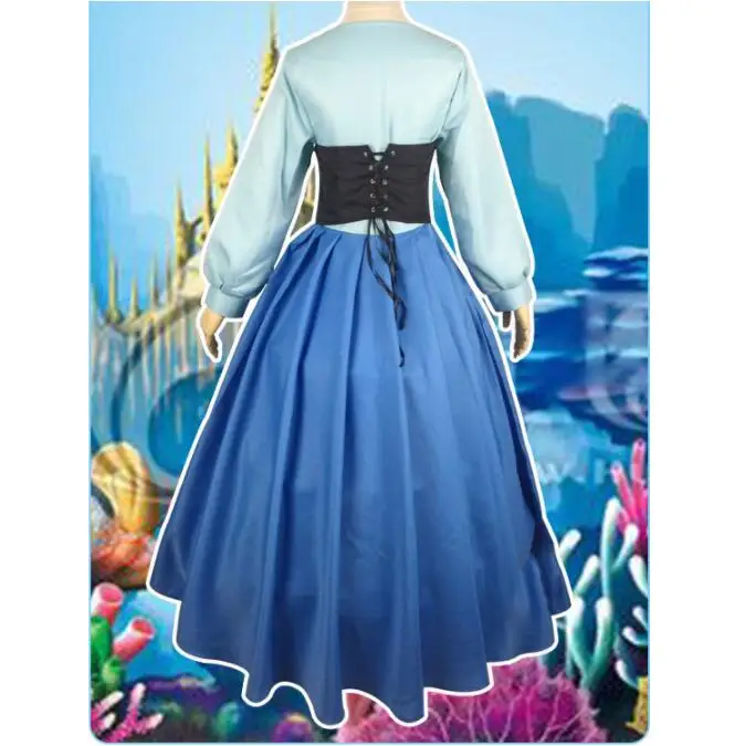 Женский костюм Русалочки Ариэль для косплея голубое платье принцессы вечеринки