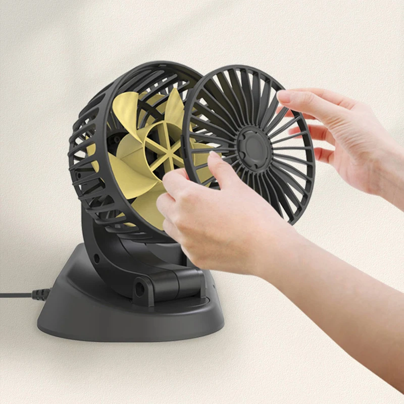 

Car Dual Fan Car Interior Accessories 360 Degrees-round Car Cooling Accessories Swing Fan Ventilation Board Summer 12V/24V