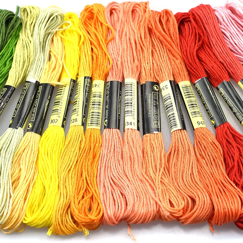 

Jiwuo Cross Stitch Threads Cotton Sewing Skeins 50 color 100 color +3 Circle Embroidery Hoops Floss Skein Kit DIY Sewing Tool