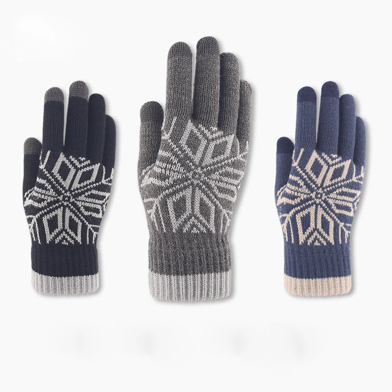 

Men's Cashmere Knitted Winter Gloves Warm Thick Touch Screen Gloves Cold Solid Mittens for Mobile Phone Tablet Pad Mitten