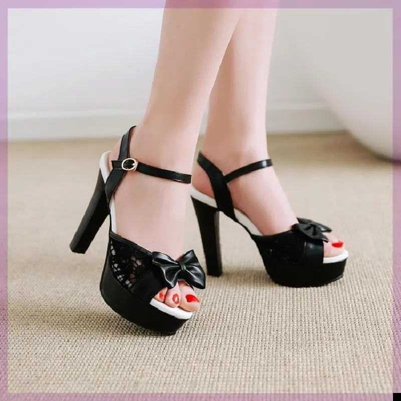 

Foot edge 2020 new fairy style sweet bow thick high heel sandals female fish mouth summer word