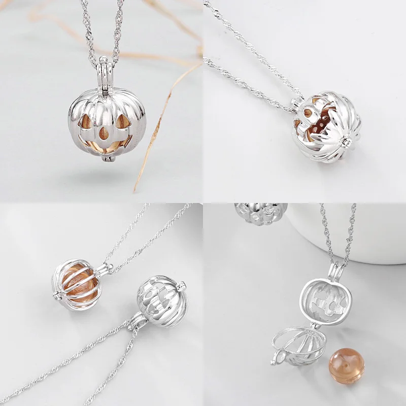 Женское ожерелье с подвеской в виде тыквы на Хэллоуин подвижная клетка круглыми