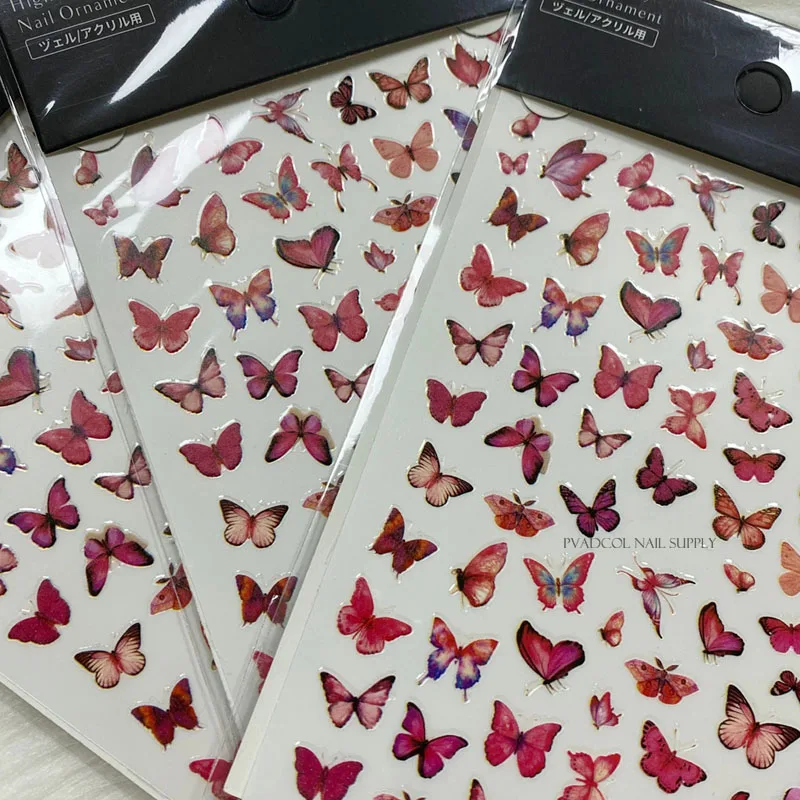

3D Butterfly Nail Art Stickers Adhesive Sliders Nail Transfer Decals Foils Wraps Decoration