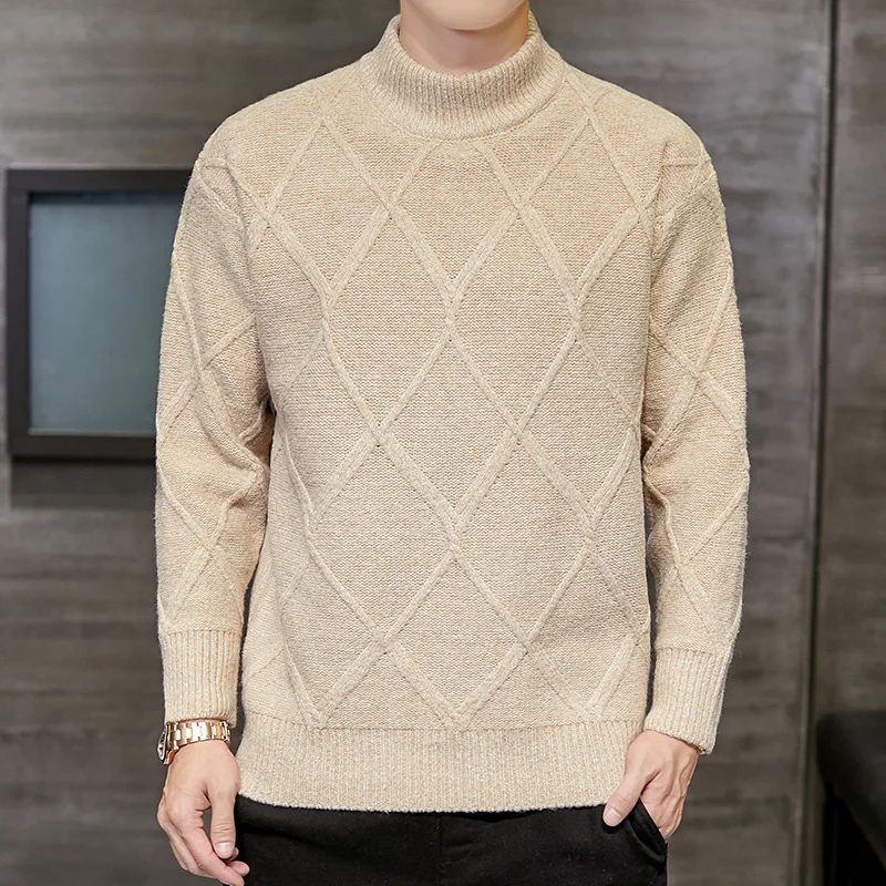 

New Fashion Black Turtleneck Thick Warm Pull Homme Christmas Sweater Teen Students Winter Casual Knitting Sweaters Pullovers