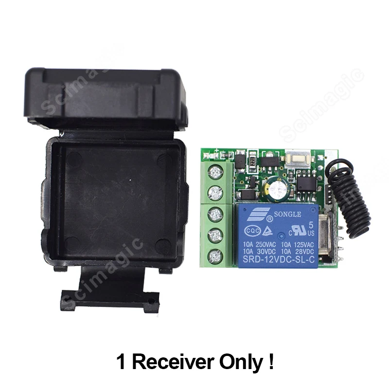 

433MHz Universal Remote Control DC 12V 10Amp 1CH rf Relay Receiver and Transmitter for Electric curtain and garage door Control