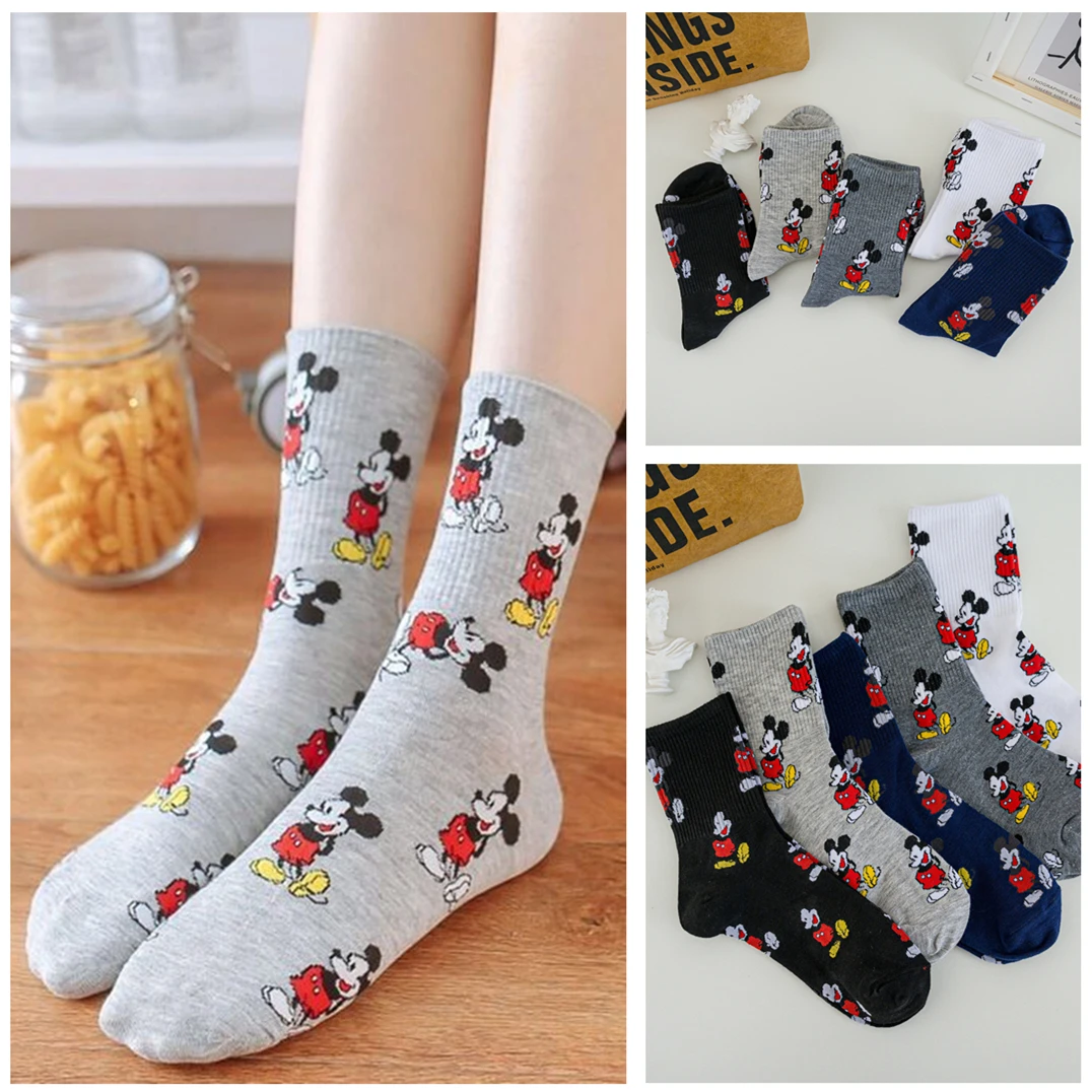 Chaussettes respirantes en coton pour femmes  10 pièces = 5 paires  motif Animal Disney Mickey