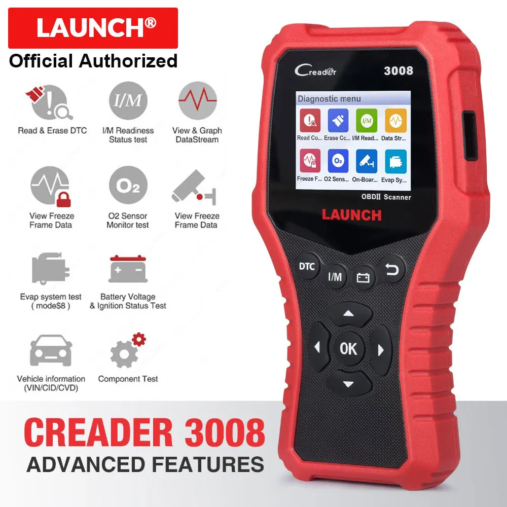 LAUNCH Creader 3008 Сканер Поддержка полного obd2+ тестер батареи Функция CR3008 OBDII считыватель кода диагностический инструмент Бесплатное обновление
