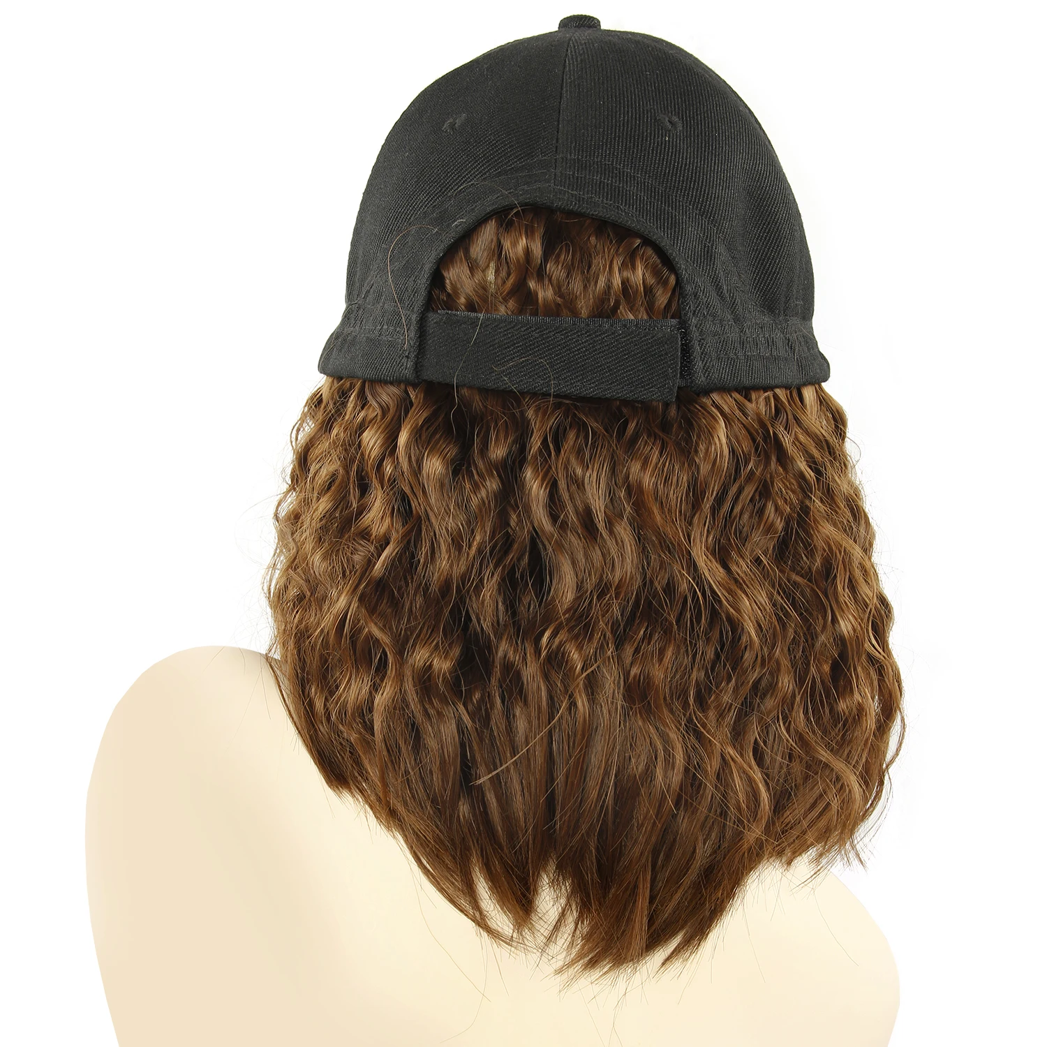 Baseball Cap Short Wigs for Women Heat Resistant Fiber Black Hair Wig Brown Synthetic Bob Sale | Шиньоны и парики